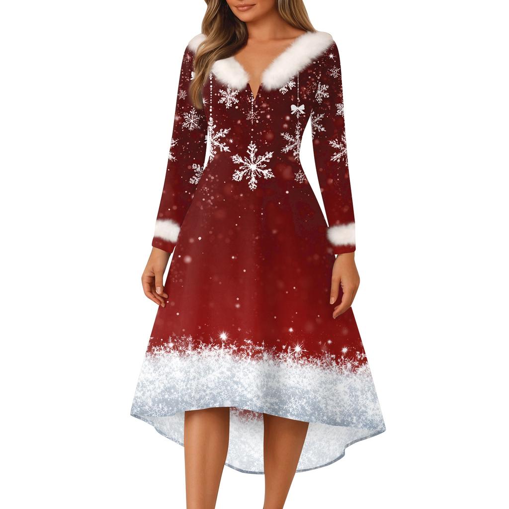 Christmas Party Printed Dresses For Women Vintage Christmas Midi Dress Casual Dresses Cocktail Dress Party Festive Dresses