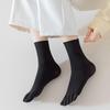 1Pair Thin Breathable Sweat-Absorbing Short Hosiery Five Finger Socks Solid Color Split-Toed Five Toe Mid Tube Socks
