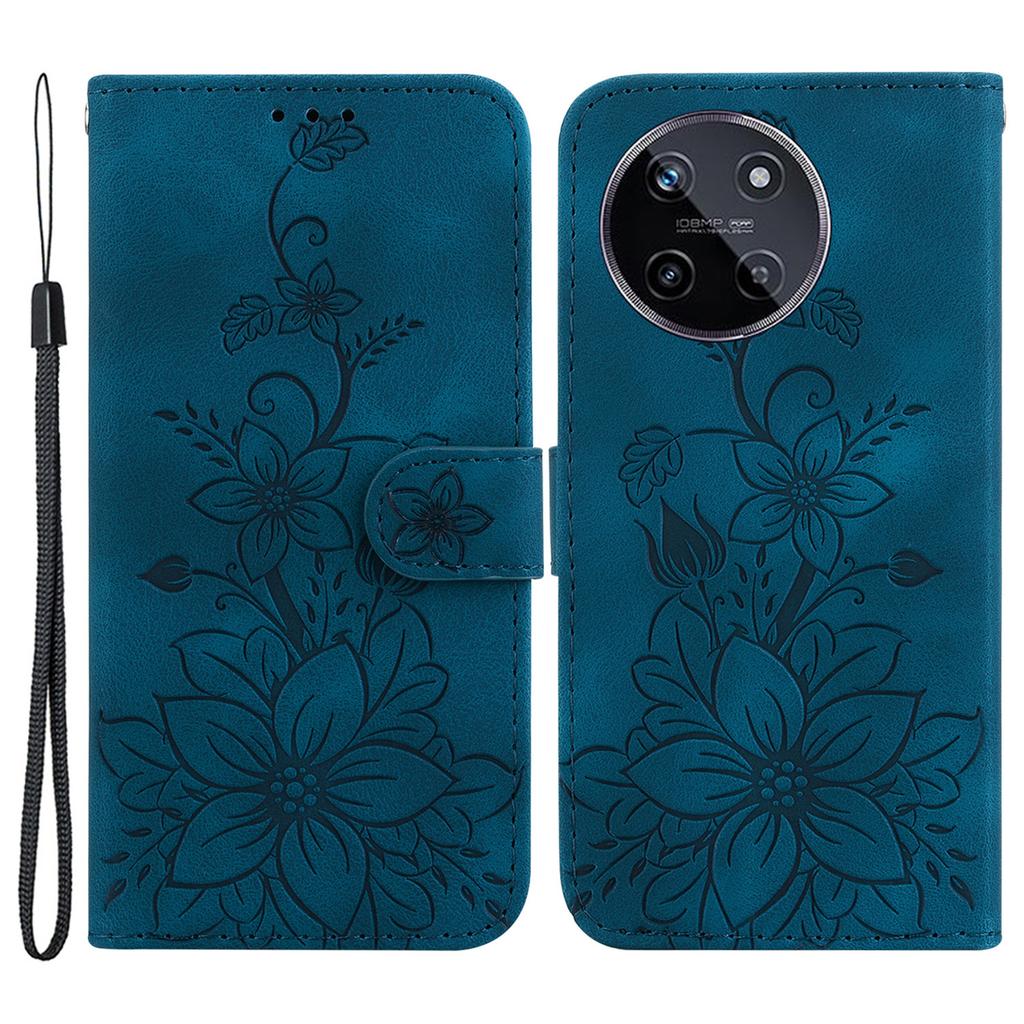 For Realme 11 4G (159.9x73.3x7.95mm) Wallet Leather Phone Case Flower Pattern