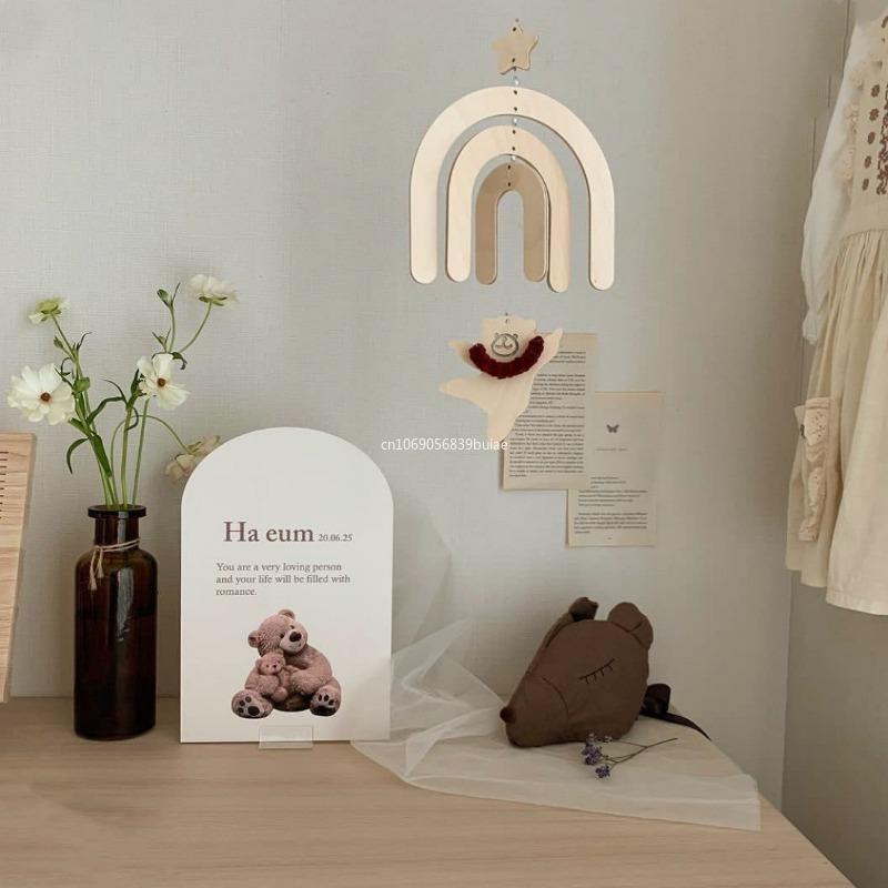 Nordische Holz Tanzender Bär Windspiel Kinderzimmer Wandhängeornamente Handgefertigter Anhänger für Babyzimmer Kinderzimmer Dekoration