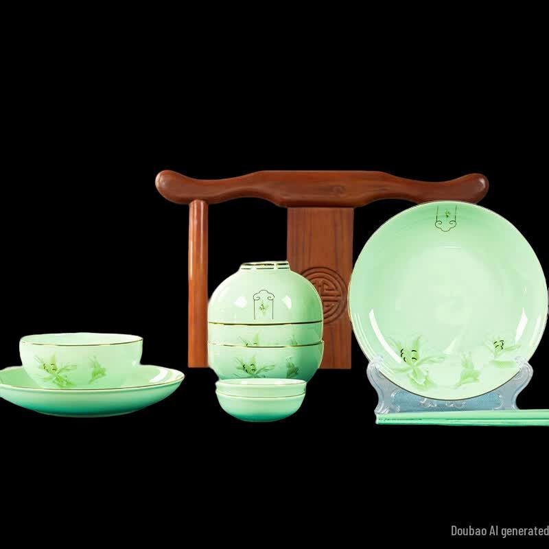 Palace Legend Golden Magnolia Celadon Dinnerware Set