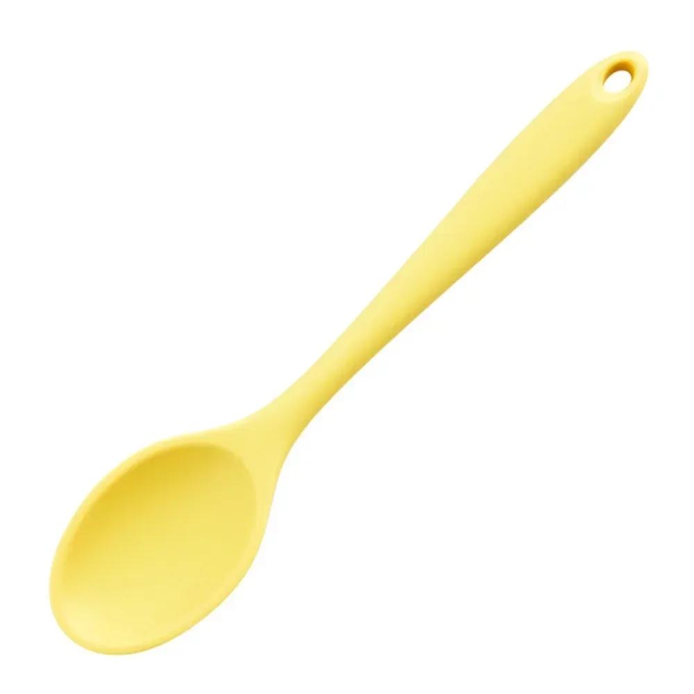 Silicone Spoon Food Grade Long-handled Kitchen Soup Spoon Mixing Spoons High Temperature Resistant for Cooking