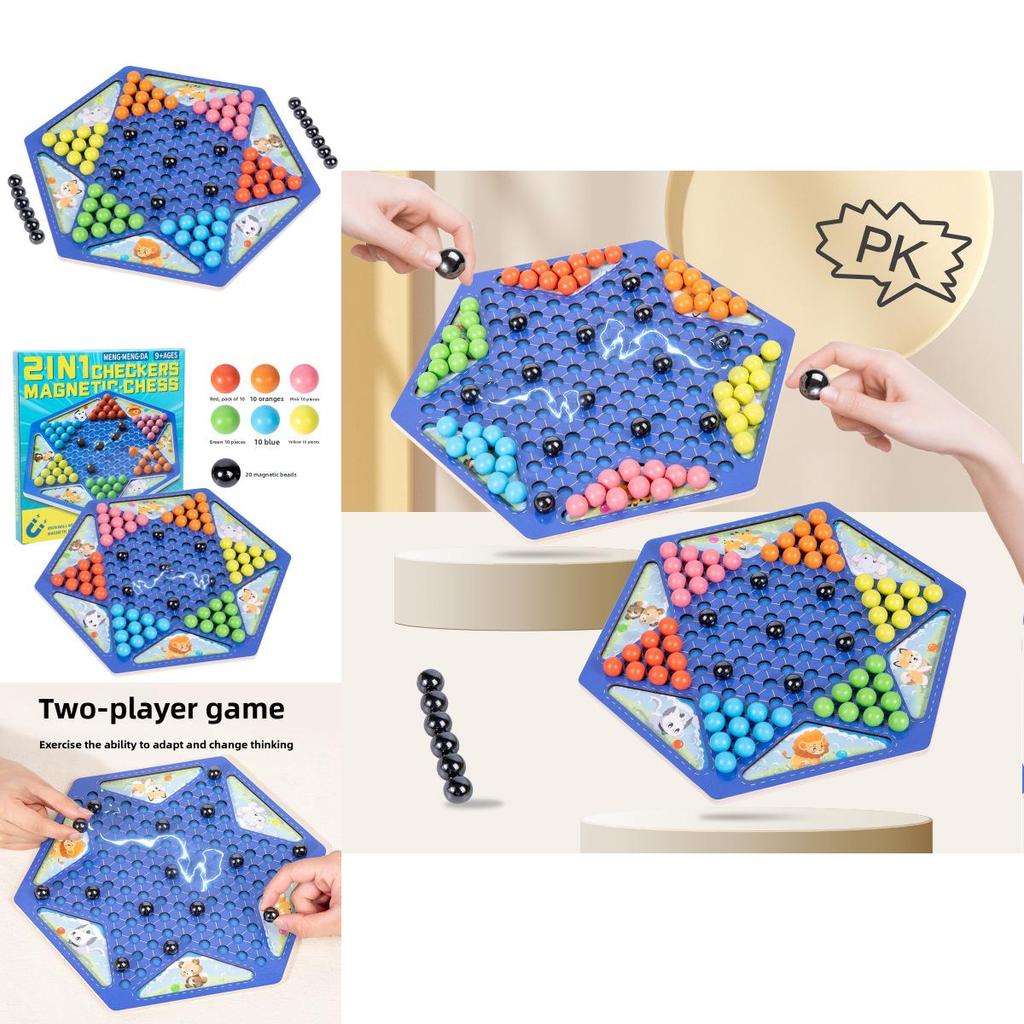 Wooden Childrens Magnetic Puzzle Board Game With Twoinone Checkers For Kids Playroom