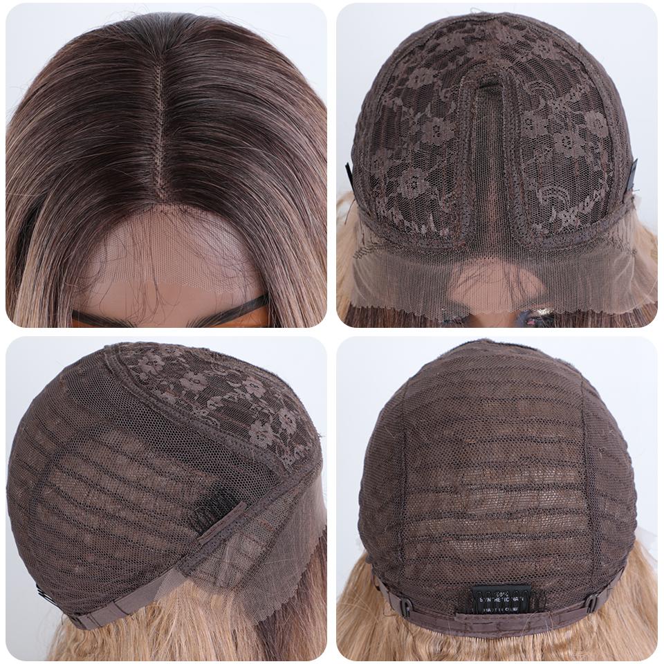 Noble Cosplay Lace Front Wig Synthetic 24“ Highlight Honey Brown Body Wave Wig Blonde Wigs For Women Lace Wig  Lace Front Wig