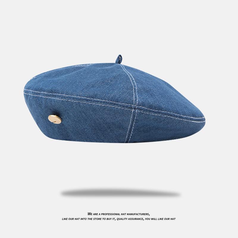 Cowboy beret children spring and autumn versatile face small bud painter hat literary newsboy hat tide