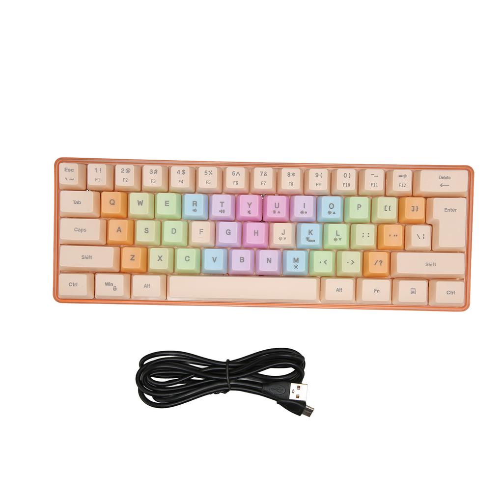 61 Keys Mechanical Keyboard RGB Backlight Colorful Keycaps Mini Wired Mechanical Keyboard for