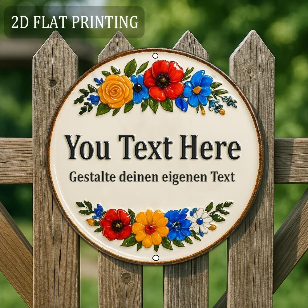 Segno Rotondo in Alluminio con Testo Personalizzato Floreale Targa da Giardino Impermeabile Decorazione