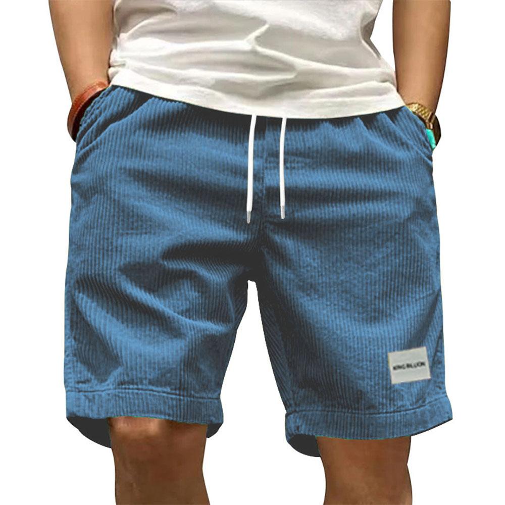 Men's Corduroy Drawstring Shorts - Elastic Waist Casual Loose Fit Multi-Color Summer Beach Everyday Streetwear