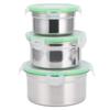 3Pcs Set Fridge Storage Box 304 Stainless Steel Sealed Preservation Bowl Food Container with Lid