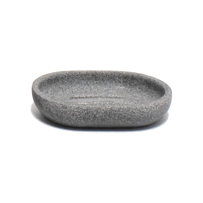 Porte Savon - Granite - 12 X 8.5 X 2 Cm - Polyresine - Gris - Accessoires Non Inclus