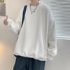 Men's Sweatshirt Spring and Autumn Loose Casual Chinese Cotton Round Neck Sweatshirt Men's Pullover Long-sleeved Solid Color Bottoming Shirt