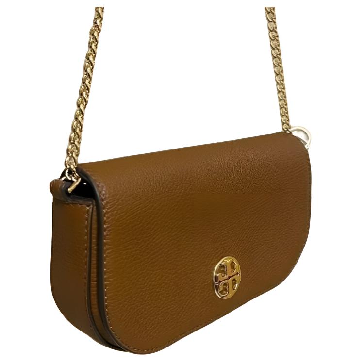 Tory Burch Chelsea Metal Logo Chain Shoulder Strap Leather Crossbody Bag Women Bags Brown 153566-908
