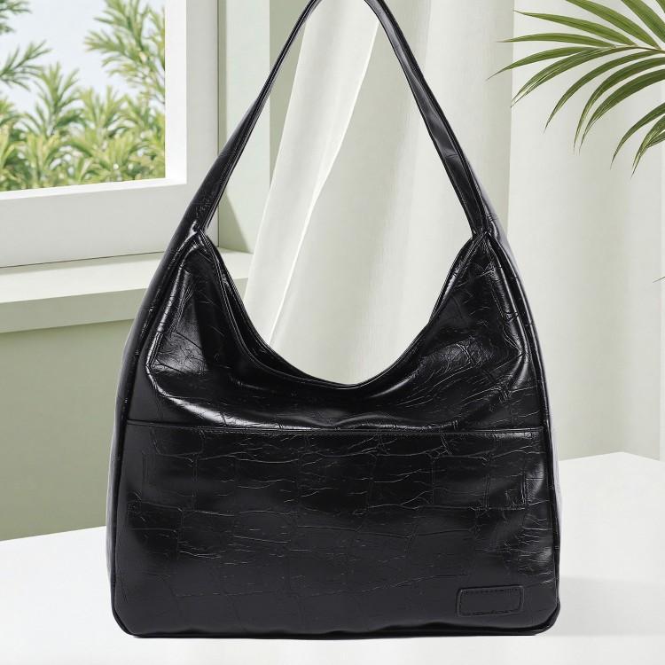 Large Capacity Bag Women 202 Spring And Summer Soft Leather Bucket Bag Commuter Tote Bag College Student Class Shoulder Bag
