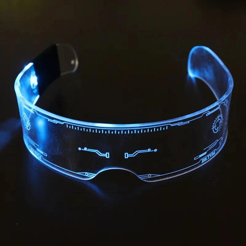 1pcs LED Luminous Sunglasses Vintage Punk Goggles Men Women Fashion Party Christmas Colorful Light Up Glasses Shades UV400
