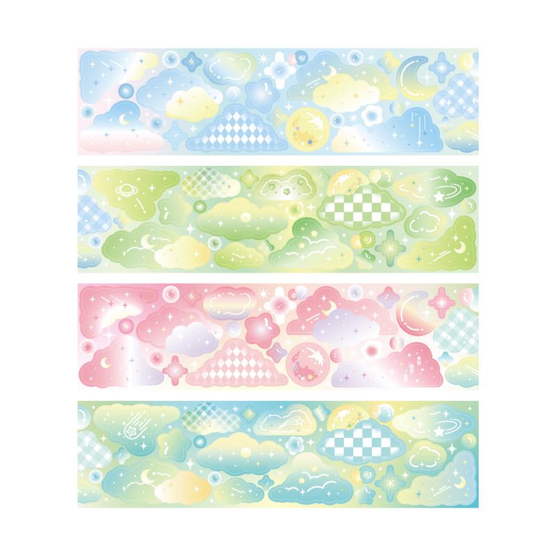 1 Roll Glittery Cute Cartoon Tape, Exquisite Cartoon Designs & Glitter Finish, Easy To Apply for Handmade Cards