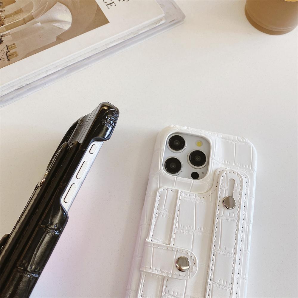 Slot Card Bag Wrist Strap Holder Leather Wallet Phone Case For iPhone 16 15 14 13 12 11 Pro Max 7 8 Plus X XR XS SE Hard Cover