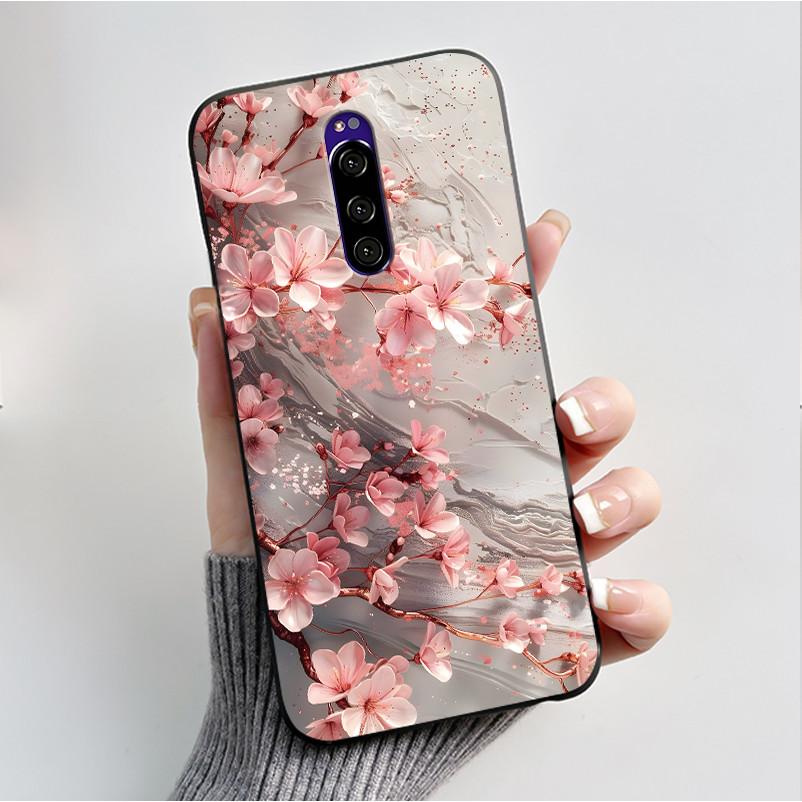 Printing Pattern Case For Sony Xperia 1 / Xperia XZ4 Funda Capa Soft Silicone Black Shell Cover Cute Flower Cartoon Casing Coque