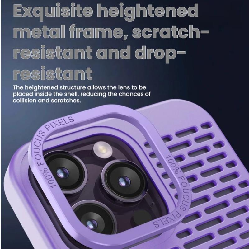 Hollow Out Cooling Heat Dissipation Phone Case For iPhone 16 15 14 Plus 13 12 11 Pro Max Metal Lens Protective Breathable Cover