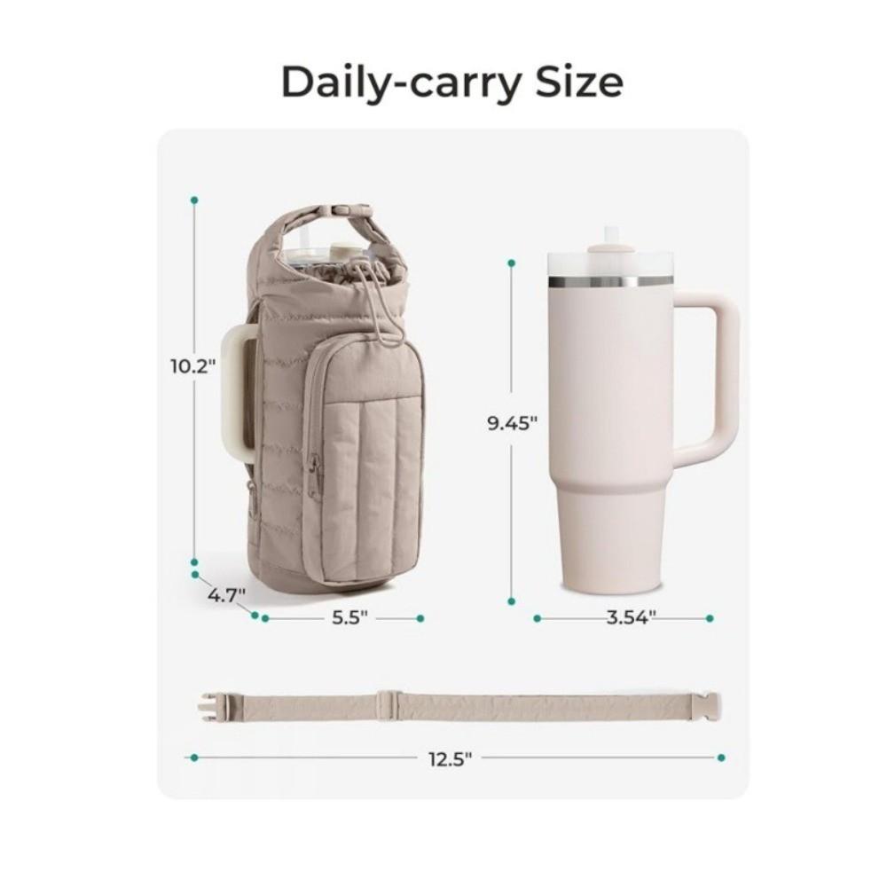 Water-resistant Water Bottle Holder Bag with Strap Portable Insulating Cup Sleeve Large Capacity Gym Accessories