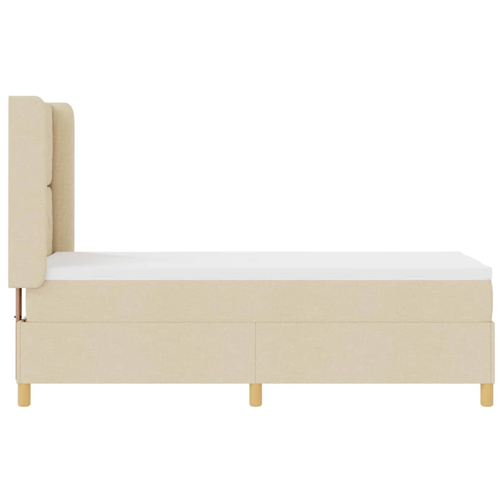 Box Spring Bed with Headboard Cream 80 x 200 cm Fabric