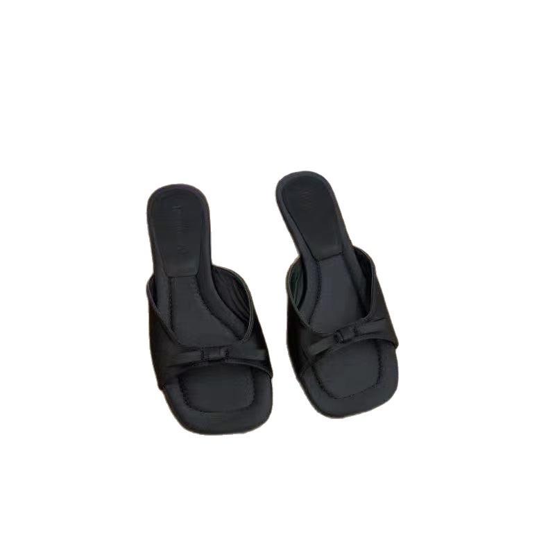 Slope heel one-word sandals silver fairy slippers female new summer wear with skirt temperament cool slippers female