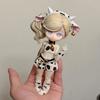 Cow Print Doll Outfit Set For 1/12 Ob11 Bjd Dolls With Horn Headband Bell Crop Top Shorts Leg Warmers For Bjd Doll Collectors