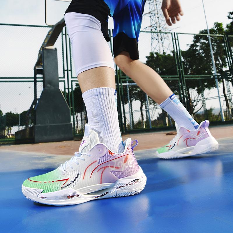 Luminous basketball shoes men's and women's combat boots rubber sole mesh middle school students teenagers middle school children sports shoes