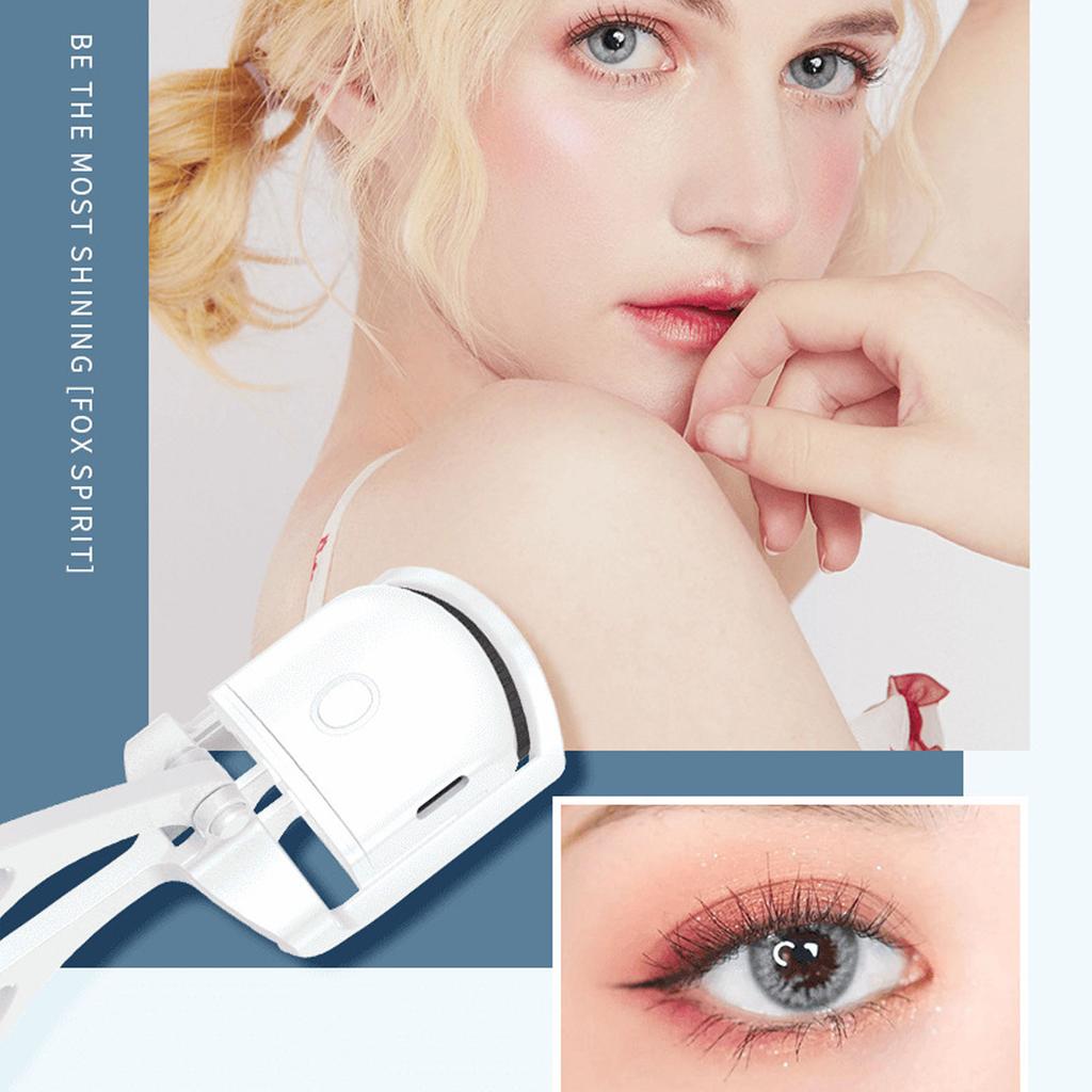 Heated Eyelash Curler 2 Temperatures Fast Heating Rechargeable Electric Lash Curler White