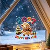 Festive Glass Window Clings Chinese New Year Stickers, 2027 Goat Static Clings, Reusable Cartoon Lamb Art Crochet Knit Decals, Decor for Home