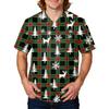 Men's Printing Short Sleeve V-neck Working Blouse Chest Pocket Carer Top