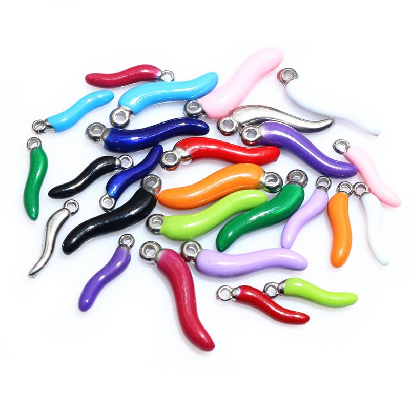 10pcs Enamel Chili Pepper Pendant Charms Stainless Steel  DIY Jewelry Making Accessories for Earrings Necklace Bracelet