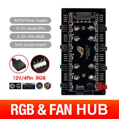 1-zu-8-Wege-Splitter RGB PWM Lüfter-HUB 5V 3PIN/12V 4PIN Kühl Lüfter-HUB für Motherboard LED-Streifen Licht Steuerungsadapter SATA /4D