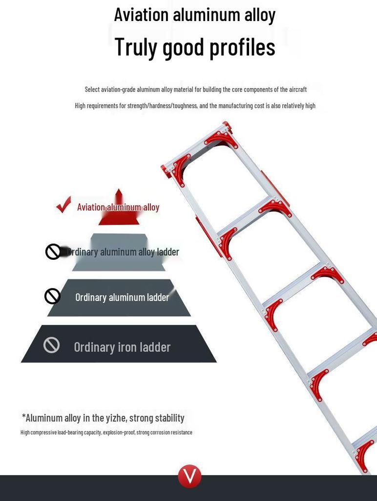 4m Aluminum Alloy A-Frame Ladder: Thickened, Non-Extendable, Foldable Household and Engineering Use
