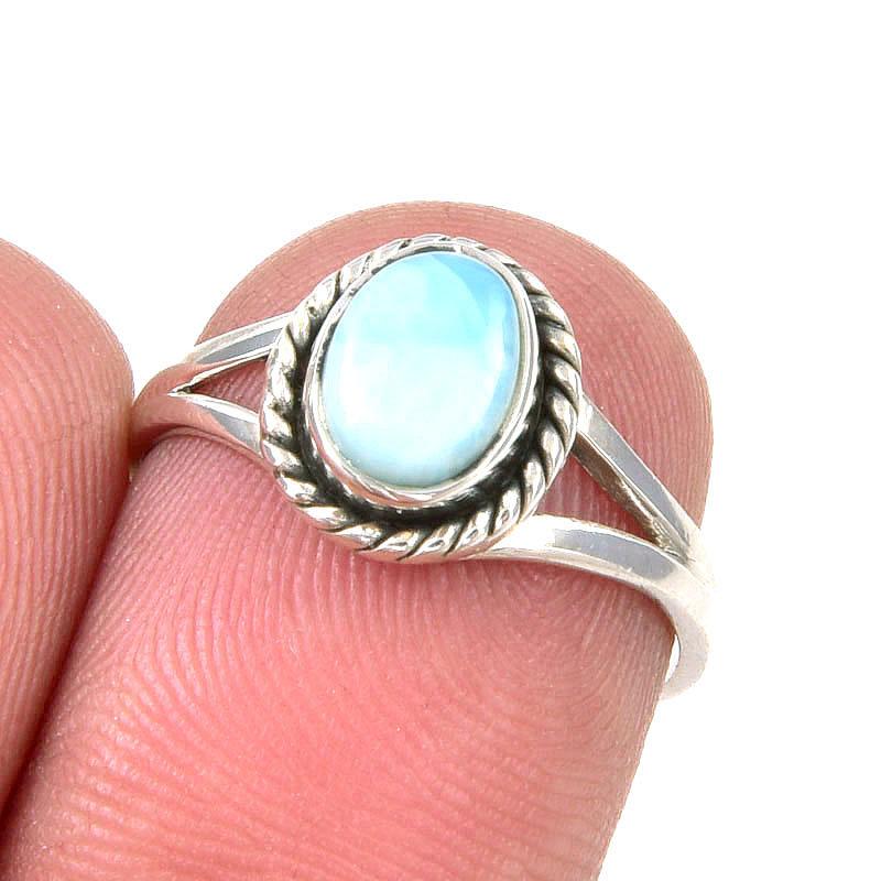 

Natural Republic Larimar Gemstone Handmade 925 Sterling Silver Ring Size 6 Y4y62