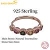 Sace Gems 925 Sterling Silver 3MM Natural Tourmaline Gemstone Rings for Women Engagement Cocktail Party Fine Jewelry Gift