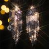 Luxury Super Flash Rhinestone Long Fringed Earrings