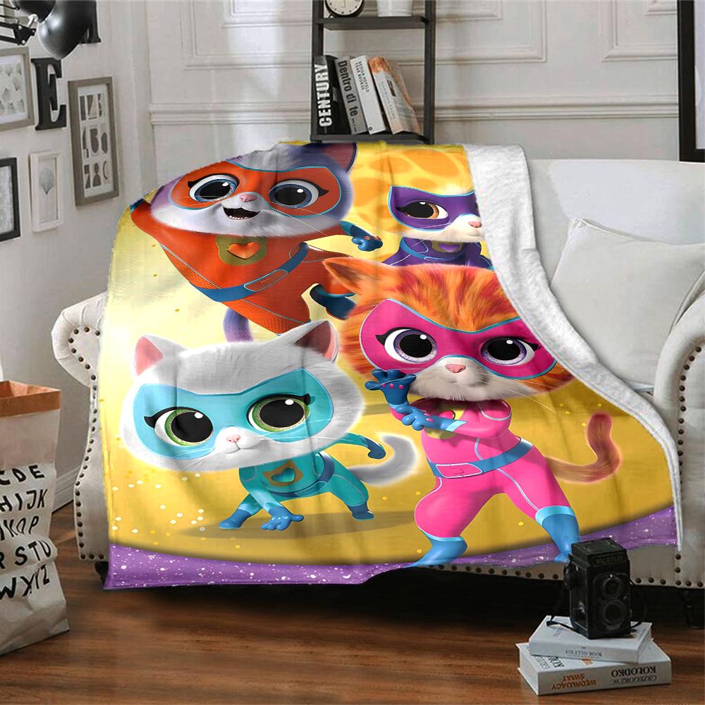 1pc Super Kitties Adventures1 Blanket, Gift, for Men and Women, Soft Blanket, Good for Sofa Bed Couch Travel, Lightweight Flannel Blanket