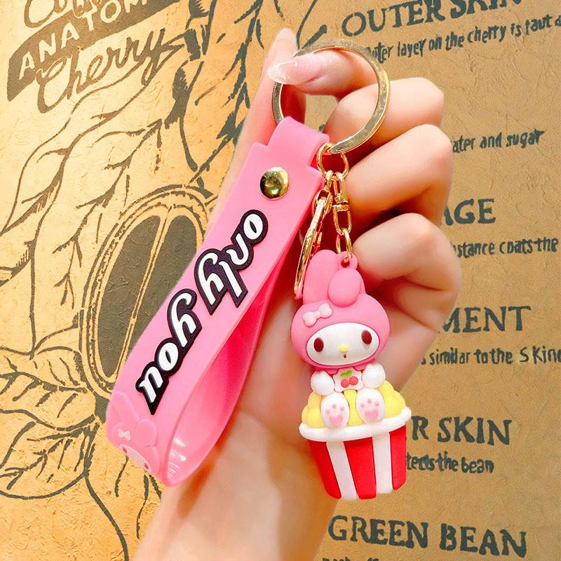 

Creative Adorable Long Eared Rabbit Popcorn Keychain Toy Car Accessory Pendant StyleA