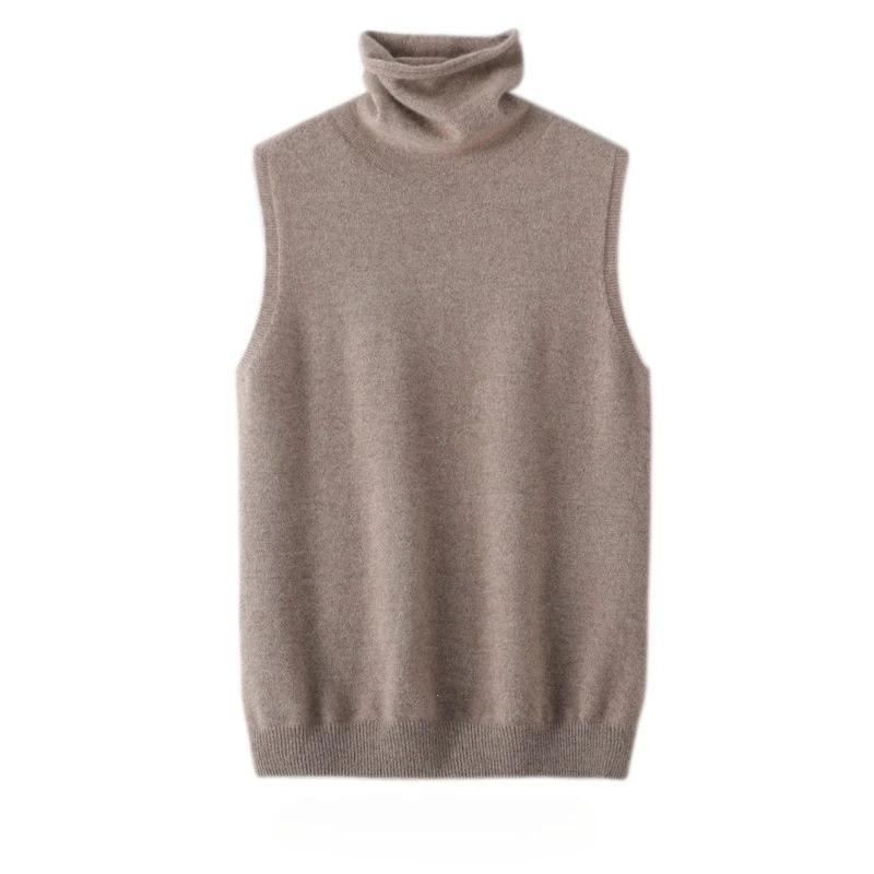 Women Wool Sleeveless Pullovers Turtleneck Sweater Waistcoat Wool Knitwear Spring Autumn Winter Fashion Vest