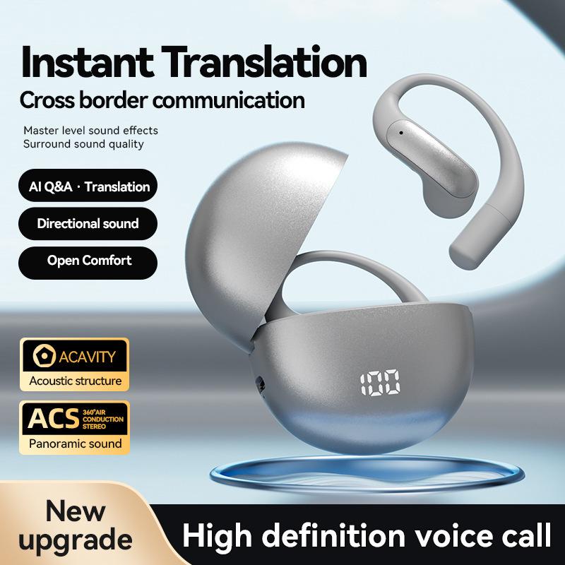 M118 Smart AI Translation Bluetooth Earphones with High-Quality Sound, Long Battery Life, Power Display & Ear Hook Design