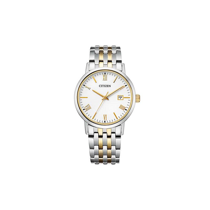 CITIZEN Simple Calendar Solar Quartz Steel Strap Men s Watch White Dial BM6774-51C синий