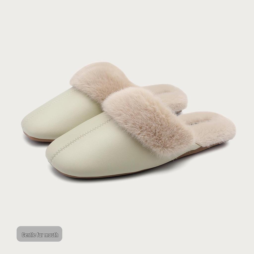 Damen Plüsch-Baumwollpantoffeln - Warm, Samtgefüttert, Rutschfest, Hautfreundlich für Zuhause