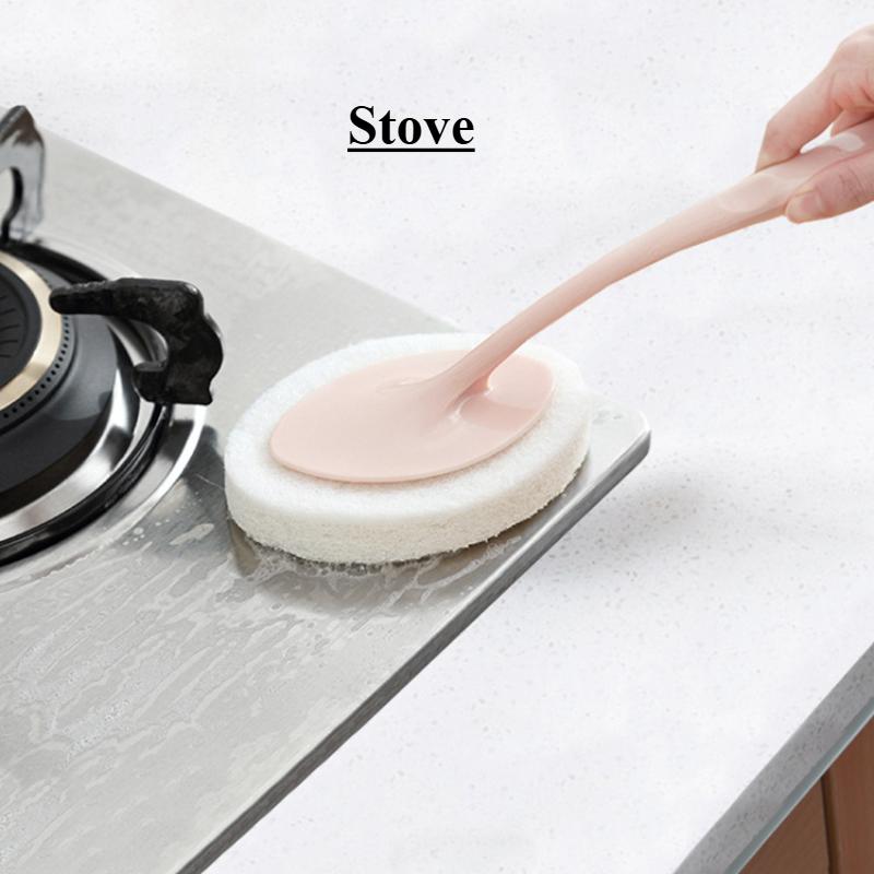 Bathroom long-handled sponge wipe brush, cleaning brush, bathtub sponge brush, floor tile brush, scouring pad