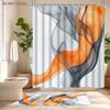 4Pcs Abstract Flowing Smoke Shower Curtain Set with Non-Slip Bath Mat, Toilet Lid Cover, Contour Rug & 12 Hooks, Bathroom Decor