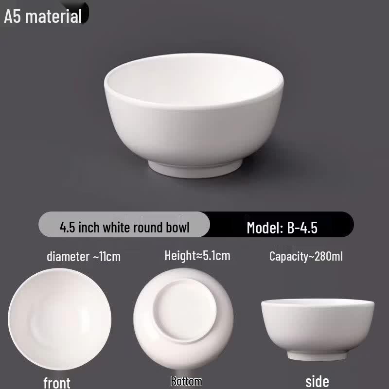 Di Rui En 4.5-Inch White Melamine Bowls 2-Pack