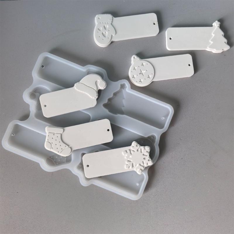 Christmas Ornament Resin Mold Pendant Mold Bookmarks Resin Mold with Hole for Epoxy Resin Casting Keychains Jewelry Mold