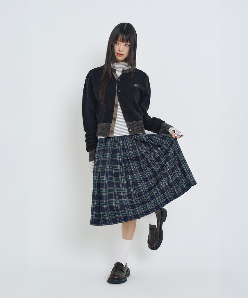 LMR Contrast Point Round Cardigan Black