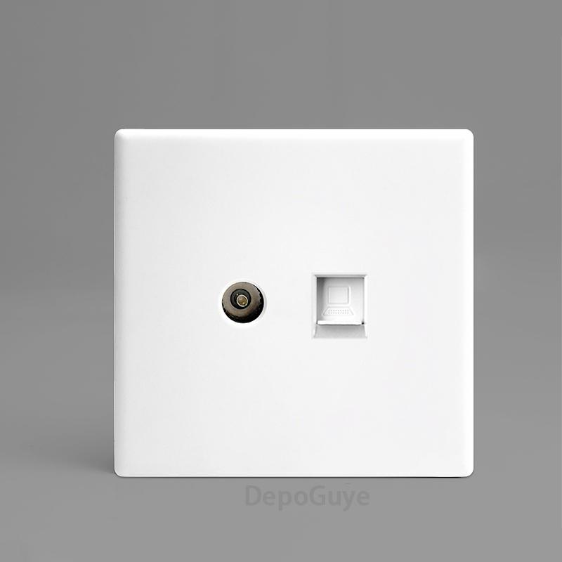 White 1 2 3 4 Gang Button Light Switch Panel Blue LED Indicator,UK Standard Wall Socket Universal Dual 3Pin USB C Power Outlet
