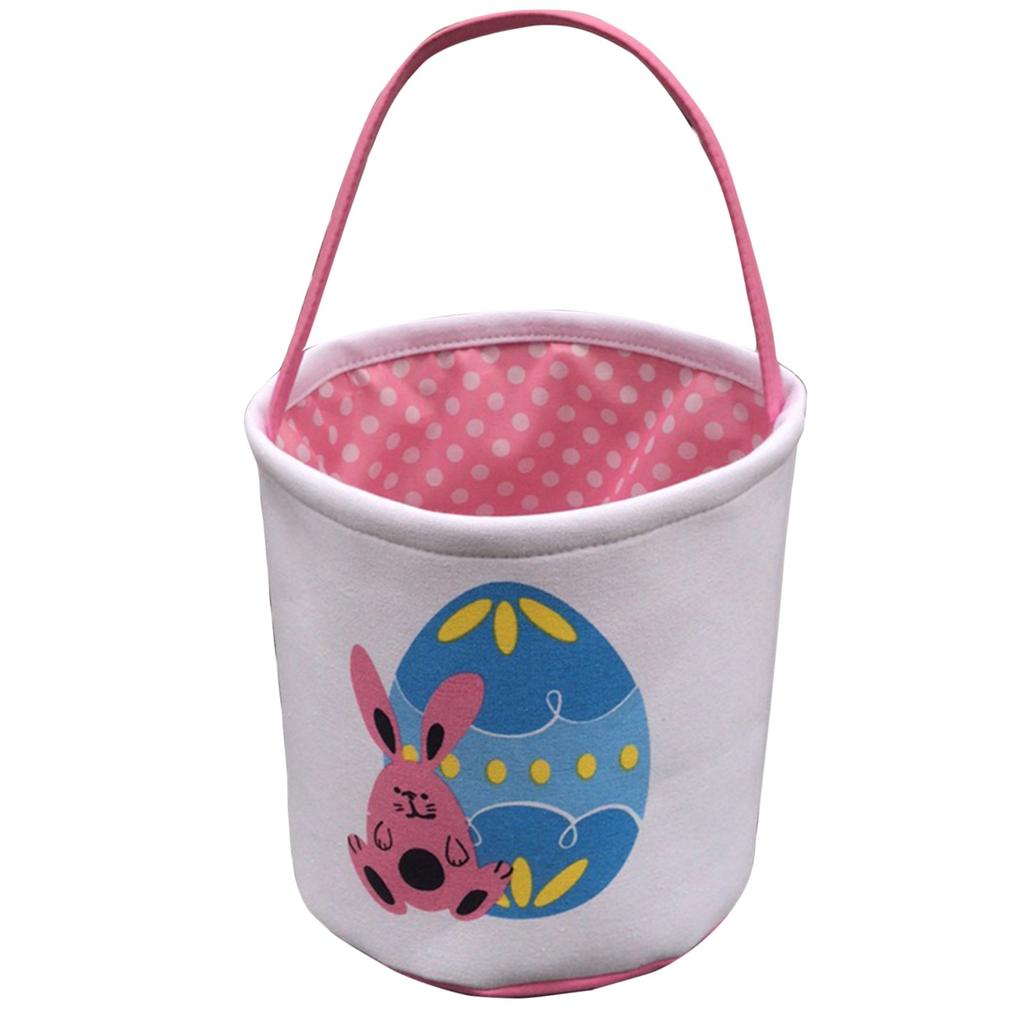 Easter Basket Holiday  Bunny Printed Canvas Gift Carry Candy Bag