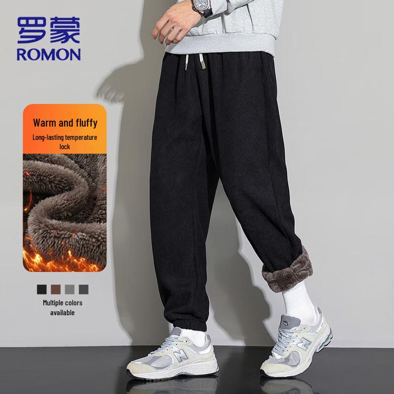 Romon Men's Warm Corduroy Fleece-Lined Casual Pants
